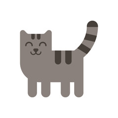 Cute image of cat from lovely children cartoon. Happy isolated animal illustration. Fun vector pet icon in flat style