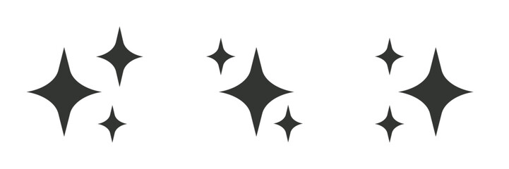 Simple set of bright sparkles shapes. Burst explosion of shiny stars. Light signs graphic. Vector icons in flat style