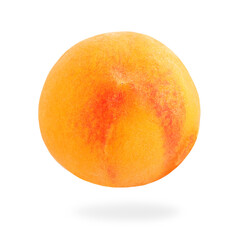 Flying Peach fruit isolated on white background. Peach or Nectarine in the air