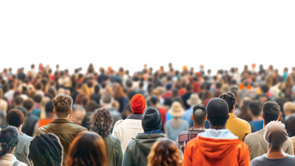 PNG  Diverse crowd gathering outdoors together.