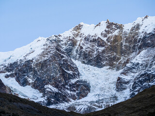 Snowy texture of Salkantay Mountain.