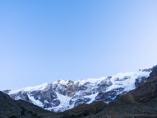 Snowy texture of Salkantay Mountain.