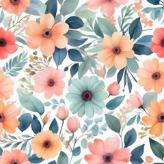 Flower watercolor pastel pattern