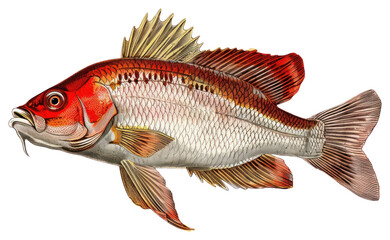 Fototapeta premium PNG Detailed vintage fish illustration