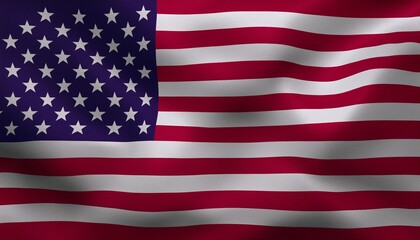 Naklejka premium Close-up of the United States flag waving, showcasing its stars and stripes, symbolizing American patriotism and national pride.