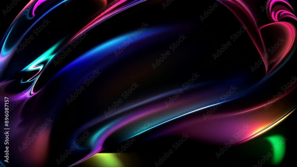 Wall mural looped 3d animation of energy dynamic abstract footage with glowing plasma swirling lines, waves, sh