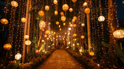 Obraz premium Evening Reception With String Lights