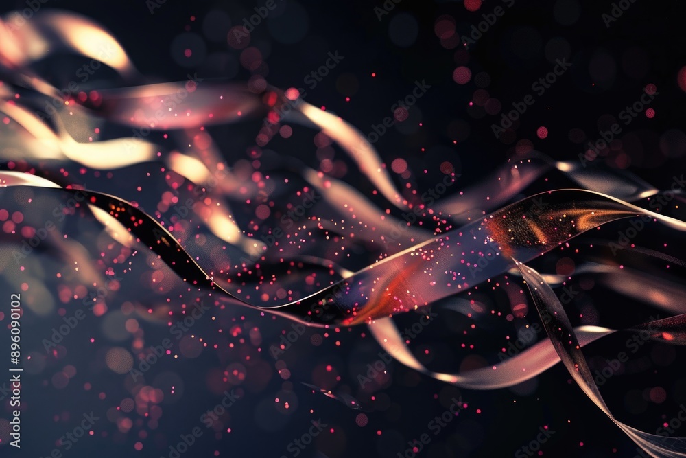 Poster a close-up of a ribbon on a black background, suitable for use in product designs or branding