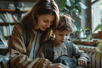 photo of Mother and her child Preparing for Back to School