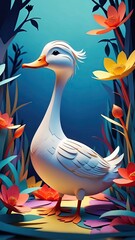 Obraz premium A mesmerizing paper-cut animation of the Duck comes to life on the screen