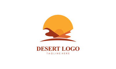 Hand Drawn Abstract Desert Logo Designs Vector Illustration