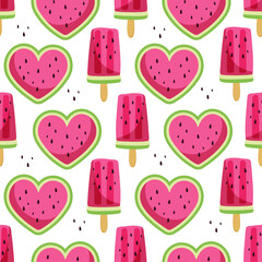 Watermelon seamless pattern. watermelon ice cream Summer bright vector design
