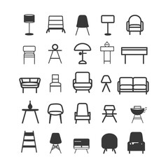 minimalist line art icon furniture collection set logo symbol