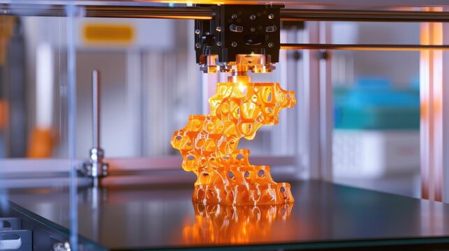 A nanoscale 3D printer fabricating intricate structures with precision, layer by layer, using nanomaterials for unprecedented design possibilities.