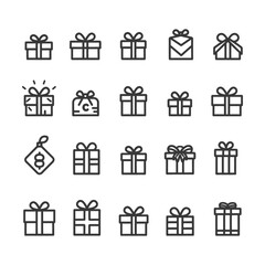 minimalist line art icon gifts presents collection set logo symbol