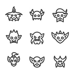 Fototapeta premium minimalist line art icon goblin collection set logo symbol
