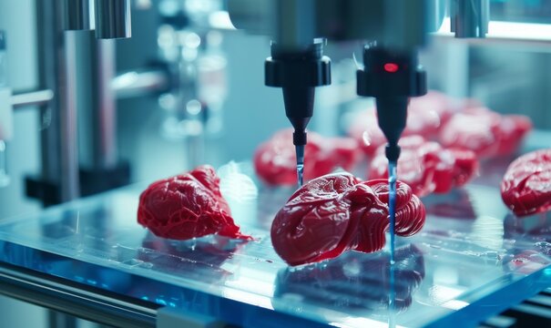3D-printed organs being manufactured in a biomedical lab, heralding a revolution in healthcare with personalized medicine and organ regeneration
