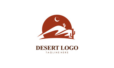 Hand Drawn Abstract Desert Logo Designs Vector Illustration