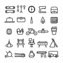 minimalist line art icon hobby collection set logo symbol
