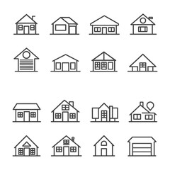 Fototapeta premium minimalist line art icon house collection set logo symbol