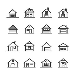 Fototapeta premium minimalist line art icon house collection set logo symbol
