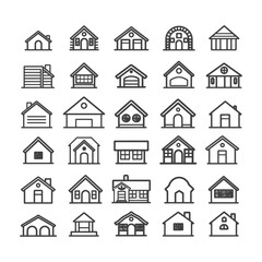 Fototapeta premium minimalist line art icon house collection set logo symbol