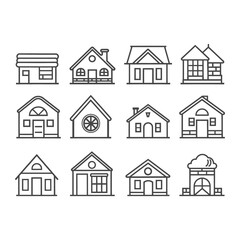 Fototapeta premium minimalist line art icon house collection set logo symbol