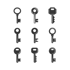 minimalist line art icon key collection set logo symbol
