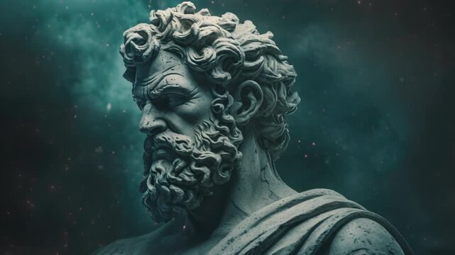 Stoicism concept, sculpture of a stoic, representing philosophy, ancient greek god statue	