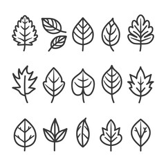 minimalist line art icon leaf collection set logo symbol