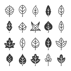 minimalist line art icon leaf collection set logo symbol