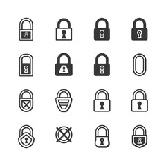 minimalist line art icon lock collection set logo symbol