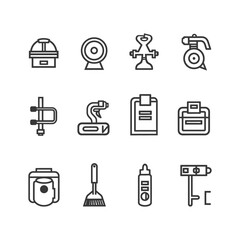 minimalist line art icon maintenance collection set logo symbol