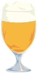 ワイングラスに注がれたビールのイラストアイコン／シュワシュワなし