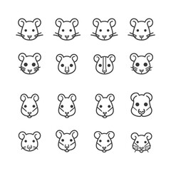Naklejka premium minimalist line art icon mouse animal collection set logo symbol