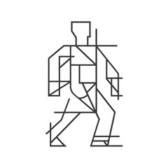 minimalist line art icon architec drawing in action logo symbol