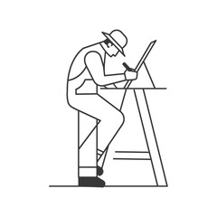 minimalist line art icon architec drawing in action logo symbol