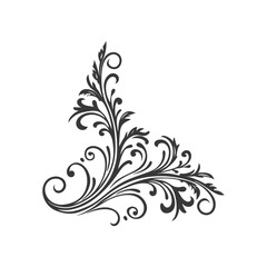 minimalist line art icon baroque ornament for corner logo symbol