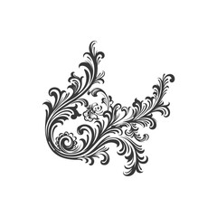 Fototapeta premium minimalist line art icon baroque ornament for corner logo symbol
