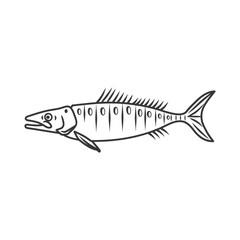 Obraz premium minimalist line art icon barracuda animal logo symbol