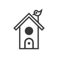 minimalist line art icon bird house logo symbol