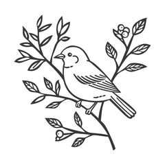 Obraz premium minimalist line art icon bird on tree branches logo symbol
