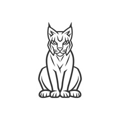 minimalist line art icon bobcat animal logo symbol