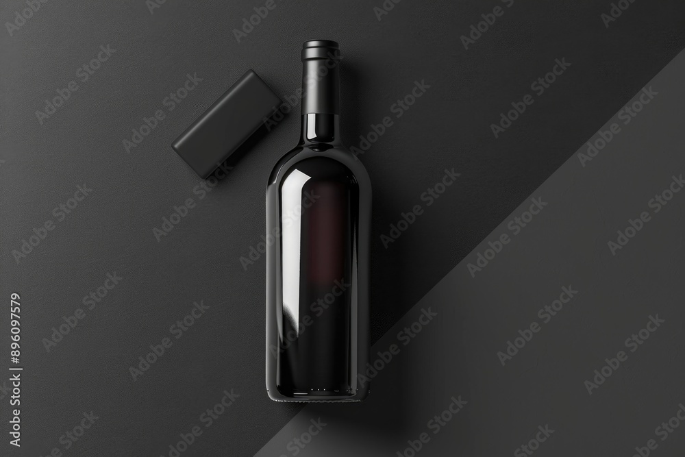 Poster A bottle of wine and a bottle opener on a table or counter