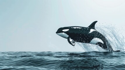 Obraz premium Orca Leaping Through the Waves