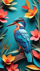Obraz premium A mesmerizing paper-cut animation of the Kingfisher comes to life on the screen