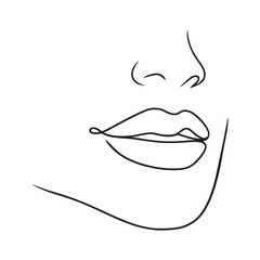Continuous one line drawing female lips, vector illustration
