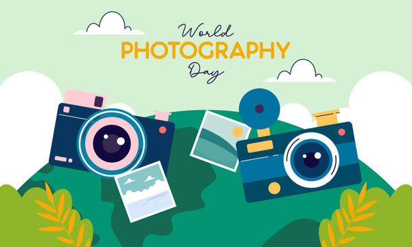 Flat Design World Photography Day Concept Background