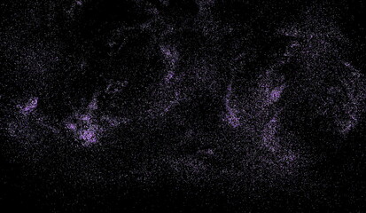 Pink glitter scattered flying isolated on black, background and texture, clipping