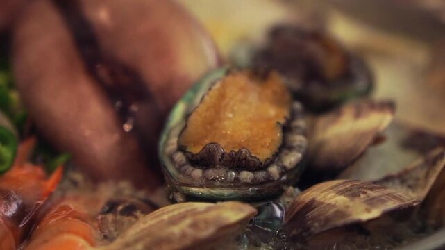 Seafood soup with various seafood such as abalone and squid